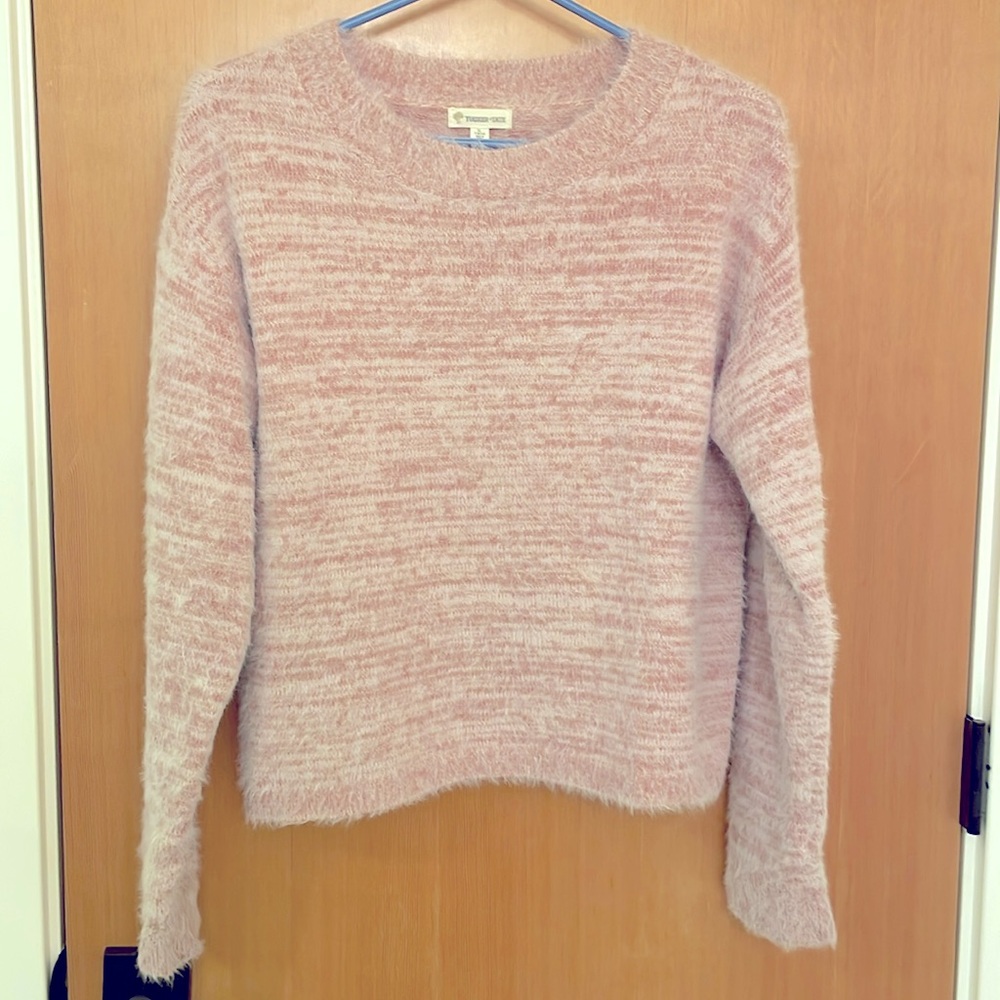 Tucker & Tate brand girls youth size 14-16 (L) baby pink & white fuzzy sweater